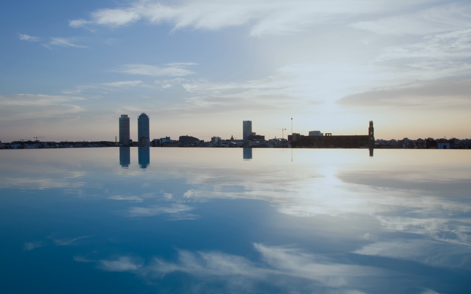 City skyline reflection